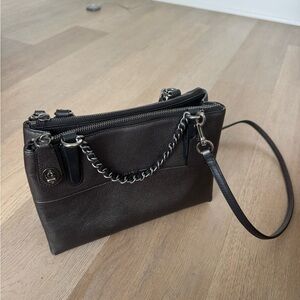 Coach Black Leather Shoulder Bag with Chain Strap